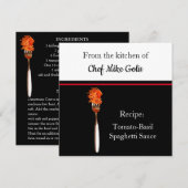 Spaghetti op vork Tomato Sauce Recipe Kaart (Voorkant / Achterkant)