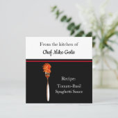 Spaghetti op vork Tomato Sauce Recipe Kaart (Staand voorkant)