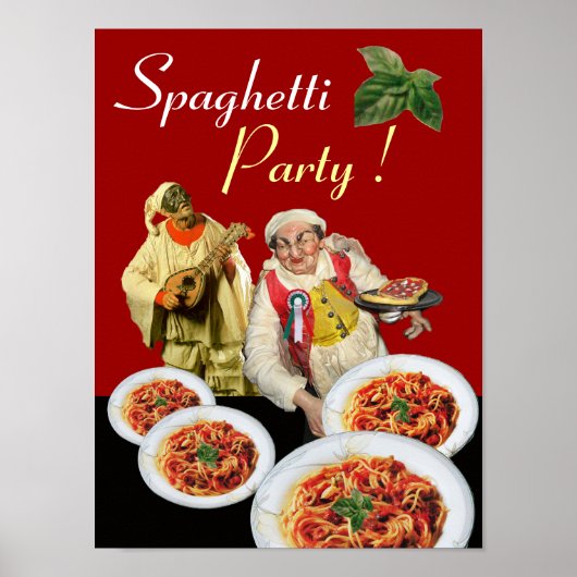 SPAGHETTI-PARTIJ, Italiaanse keuken, Chef, Pulcine Poster (Voorkant)