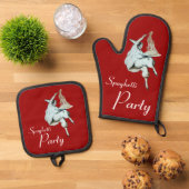 SPAGHETTI-PARTIJ, ITALIAANSE KITCHEN-binnenuitnodi Ovenwant & Pannenlap Set (Top down)