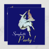 SPAGHETTI PARTIJ, ITALIAANSE KITCHEN blauw diner Kaart (Voorkant / Achterkant)
