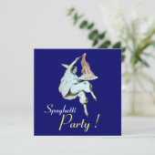 SPAGHETTI PARTIJ, ITALIAANSE KITCHEN blauw diner Kaart (Staand voorkant)