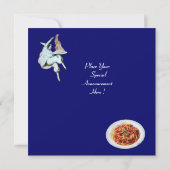 SPAGHETTI PARTIJ, ITALIAANSE KITCHEN blauw diner Kaart (Achterkant)