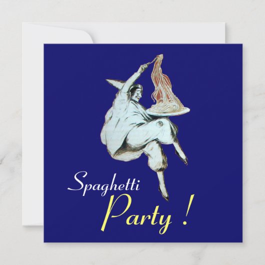 SPAGHETTI PARTIJ, ITALIAANSE KITCHEN blauw diner Kaart (Voorkant)
