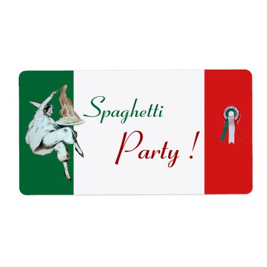 SPAGHETTI-PARTIJ ITALIAANSE KITCHEN, RESTAURANT gr Etiket (Voorkant)