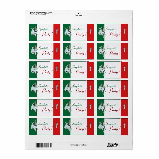 SPAGHETTI-PARTIJ ITALIAANSE KITCHEN, RESTAURANT gr Etiket (Full Sheet)