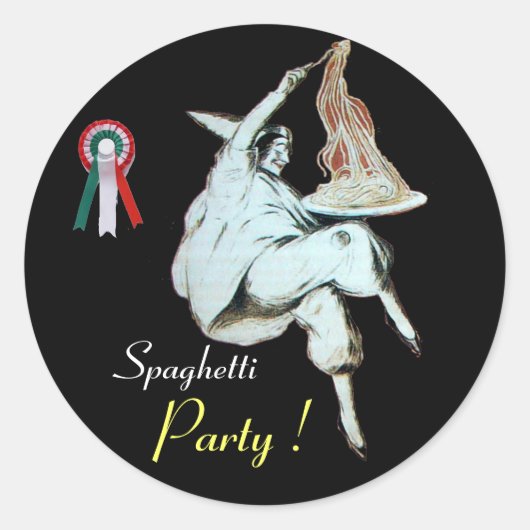 SPAGHETTI-PARTIJ ITALIAANSE KITCHEN, RESTAURANT zw Ronde Sticker (Voorkant)