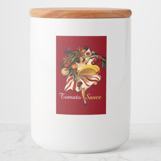 SPAGHETTI PARTY DANCE, ITALIAN KITCHEN TOMATO SAUC VOEDSELCONTAINER ETIKET (Voorkant)