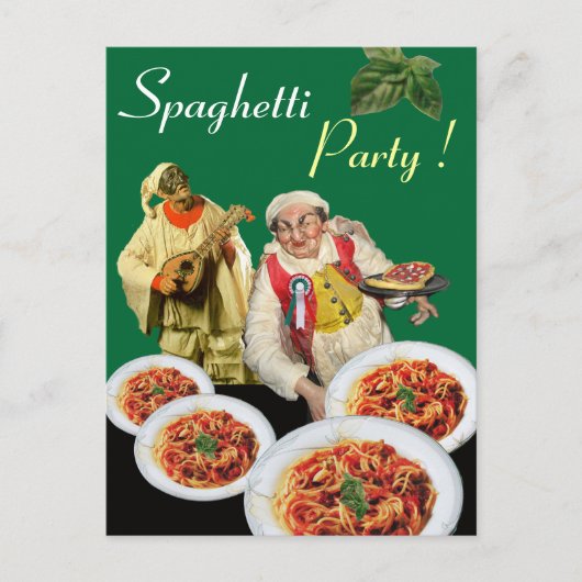SPAGHETTI PARTY, Italiaans keukenchef recept, Groe Briefkaart (Voorkant)