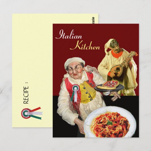 SPAGHETTI PARTY, Italiaanse keuken chef recept roo Briefkaart (Voorkant / Achterkant)