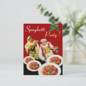 SPAGHETTI PARTY, Italiaanse keuken chef recept roo Briefkaart (Staand voorkant)