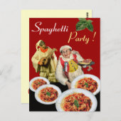 SPAGHETTI PARTY, Italiaanse keuken chef recept roo Briefkaart (Voorkant / Achterkant)