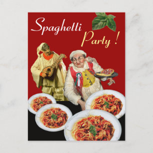 SPAGHETTI PARTY, Italiaanse keuken chef recept roo Briefkaart