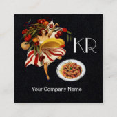 SPAGHETTI PARTY ITALIAANSE KEUKEN TOMATEN Zwart Vierkante Visitekaartje (Achterkant)