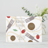 Spaghetti Pasta Bord Birthday Party Invitation Aankondiging (Staand voorkant)