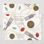 Spaghetti Pasta Bord Birthday Party Invitation Aankondiging (Voorkant / Achterkant)