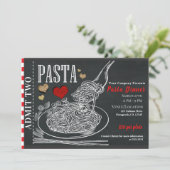 Spaghetti Pasta Chalk Rustic Valentijns diner Kaart (Staand voorkant)