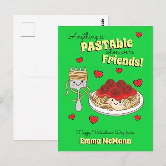 Spaghetti Pasta Kind Valentijn Friendship Briefkaa Briefkaart (Voorkant / Achterkant)