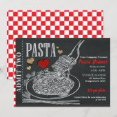 Spaghetti Pasta Krijt Rustieke Valentijnsdiner Kaart (Voorkant / Achterkant)