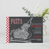 Spaghetti Pasta Landelijk Krijt Evenement Dinerfee Kaart (Staand voorkant)