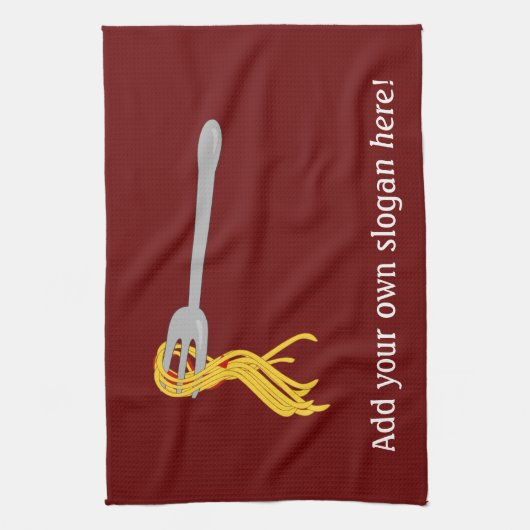 Spaghetti Pasta op Fork Design Theedoek (Verticaal)