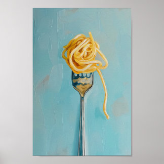 Spaghetti Pasta op Fork Wall Art voor Keuken Poster