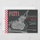 Spaghetti Pasta Rustieke Krijt Event Dinnerfeest Kaart (Voorkant)