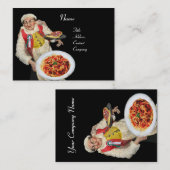 SPAGHETTI & PIZZA PARTY ITALIAANSE KEUKEN, zwart r Visitekaartje (Voorkant / Achterkant)