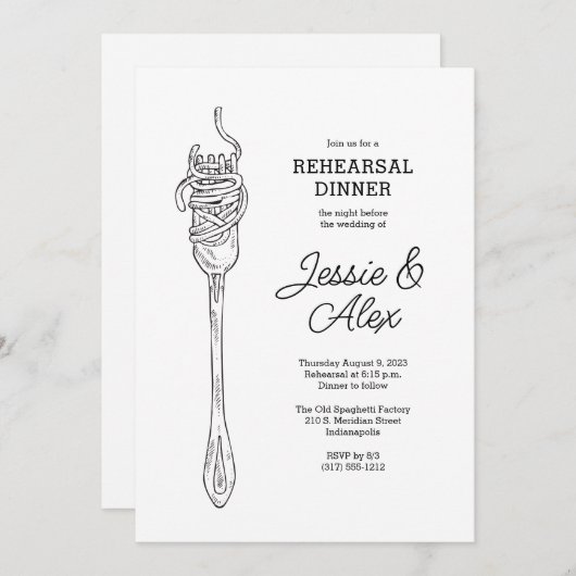 Spaghetti Proefavond Eetgelegenheid  Kaart (Voorkant / Achterkant)