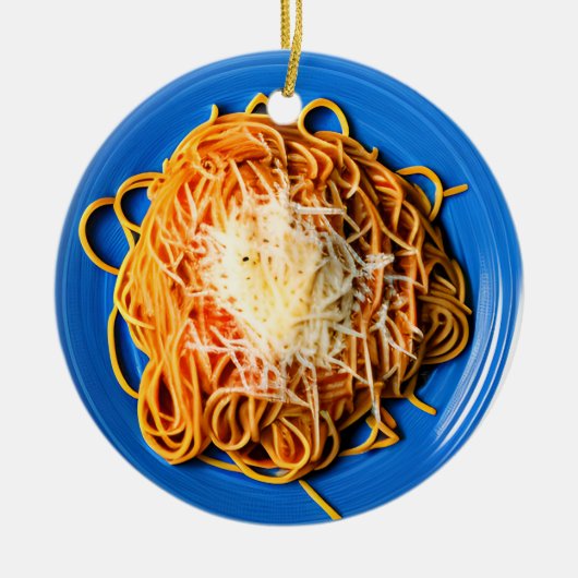 Spaghetti Pun Kerst Keramisch Ornament (Voorkant)