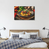 Spaghetti Puttanesca met verse tomaten en olijven Canvas Afdruk (Insitu (Slaapkamer))