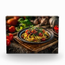 Spaghetti Puttanesca met verse tomaten en olijven Fotoblokken