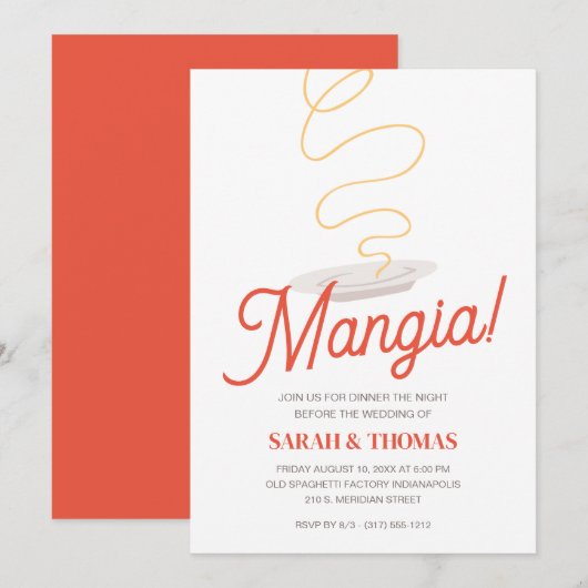 Spaghetti repetitie diner kaart (Voorkant / Achterkant)