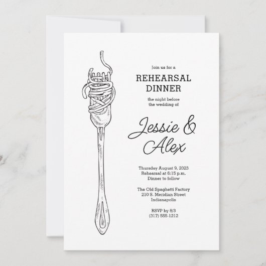 Spaghetti repetitie diner kaart (Voorkant)