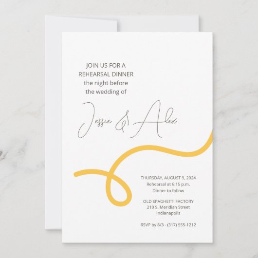 Spaghetti repetitie diner kaart (Voorkant)