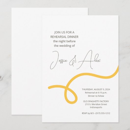 Spaghetti repetitie diner kaart (Voorkant / Achterkant)