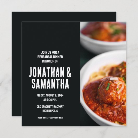 Spaghetti repetitie diner kaart (Voorkant / Achterkant)