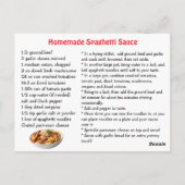 Spaghetti Sauce Recipe Briefkaart (Achterkant)