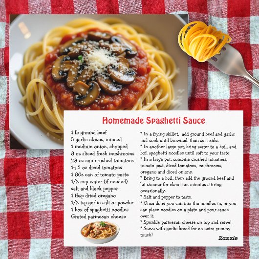 Spaghetti Sauce Recipe Briefkaart