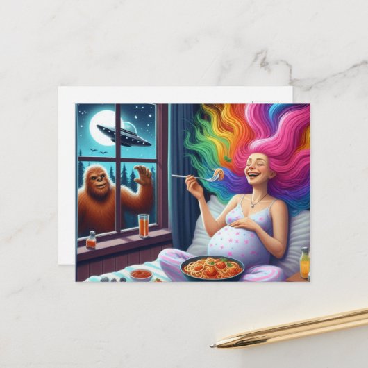 Spaghetti So Yummy I Have No Clue What is Outside  Briefkaart (Voorkant / Achterkant in situ)