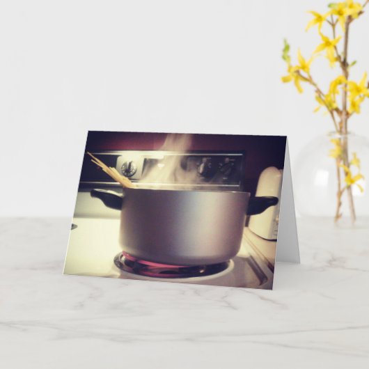 "Spaghetti Time" Verjaardag Kaart (Gele Bloem)