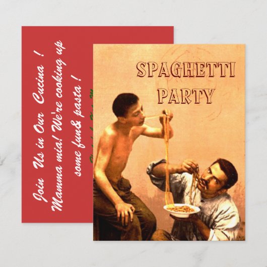 Spaghetti-uitnodiging Kaart (Voorkant / Achterkant)