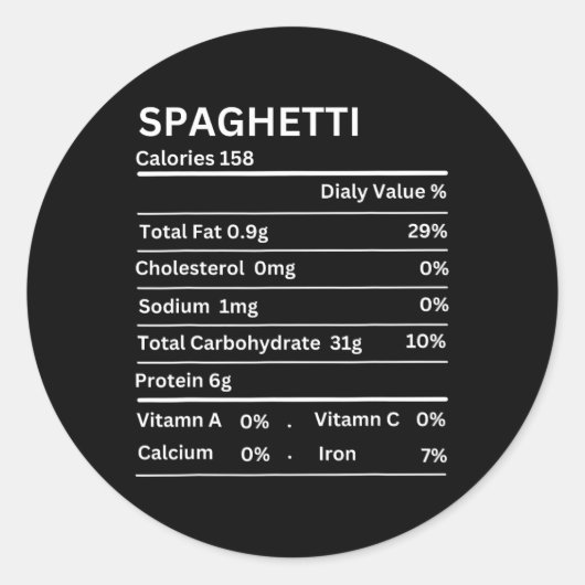 Spaghetti Voedingsfeiten Grappige Thanksgiving Nut Ronde Sticker (Voorkant)