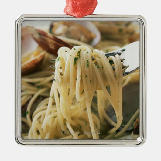Spaghetti Vongole Bianco Metalen Ornament (Voorkant)