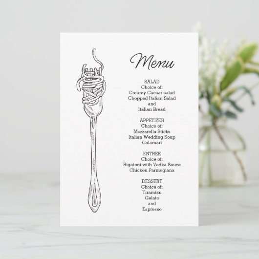 Spaghettidiner  menu (Staand voorkant)