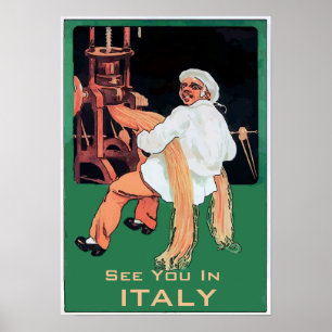 Spaghettini Pasta Man en Machine, tekst bewerken Poster