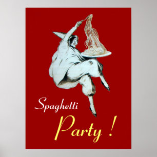 SPAGHETTIPARTIJ, ITALIAANSE KEUKEN ,rood Poster