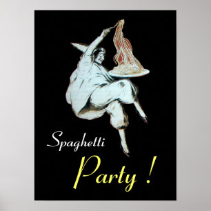 SPAGHETTIPARTIJ, ITALIAANSE KEUKEN ,zwart Poster