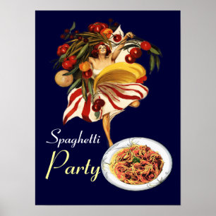 SPAGHETTIPARTIJDANS,ITALIAANSE KEUKEN EN TOMATEN POSTER