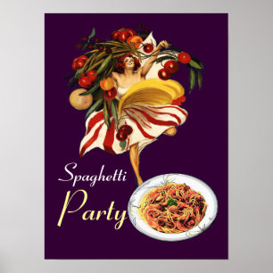 SPAGHETTIPARTIJDANS,ITALIAANSE KEUKEN EN TOMATEN POSTER